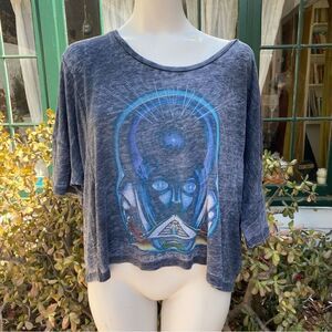 CHASER BRAND STRETCH JOURNEY VINTAGE BAND TEE DISTRESS OVERSIZED T-SHIRT TOP XS